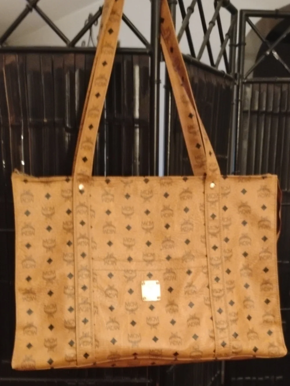 MCM Visetos Cognac Vintage XL Tote Bag